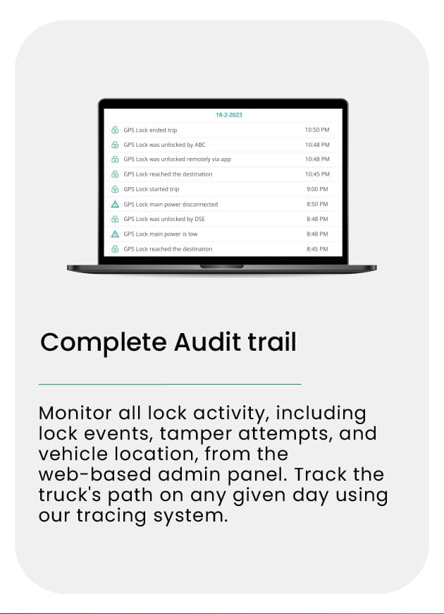 Smart GPS Truck Lock - audit trail