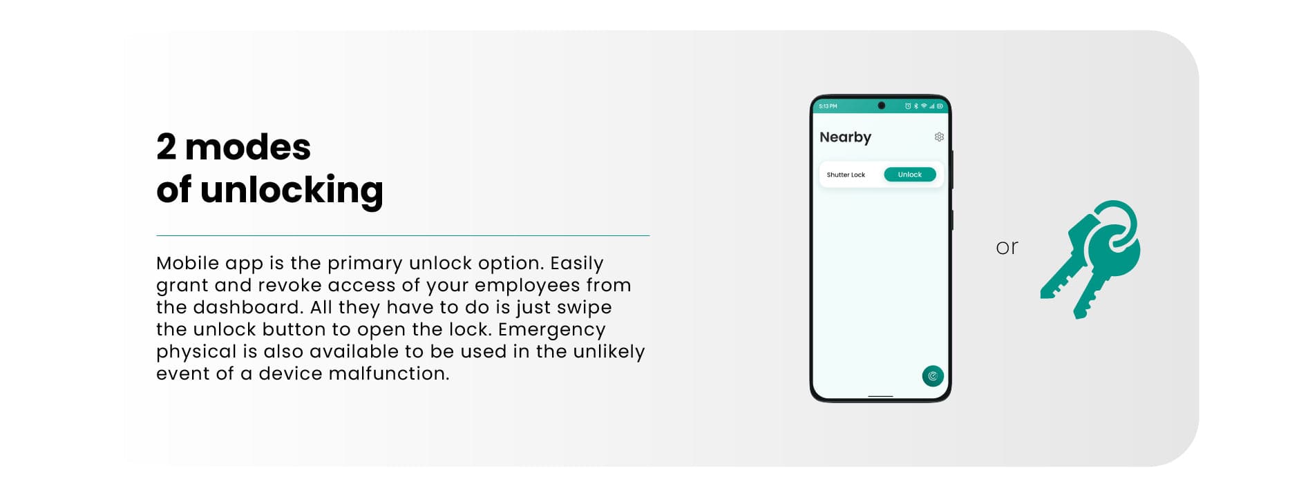 Smart Shutter Lock - Features - unlock modes - WEB